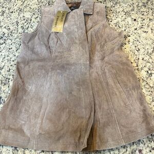Dennis Basso Taupe Leather Vest